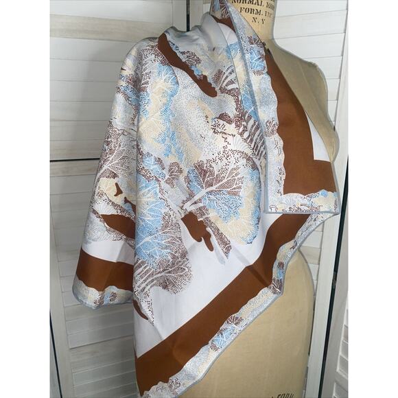 Vintage 1960s/1970s Sally Gee Scarf Hand Rolled Japan 26 Inch Square - Picture 1 of 7